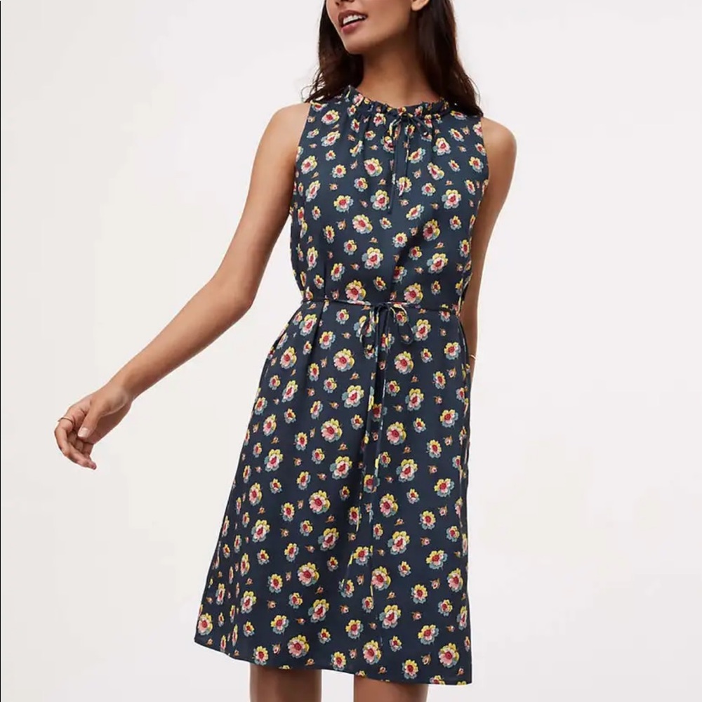 NWT Loft dark green peony floral print short dress size xxsp